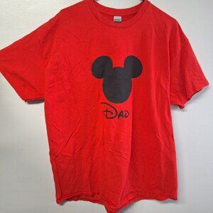 Dad Tee Red Gildan Ultra Cotton Tee Shirt Mens XL Vacation Trip Family Mickey